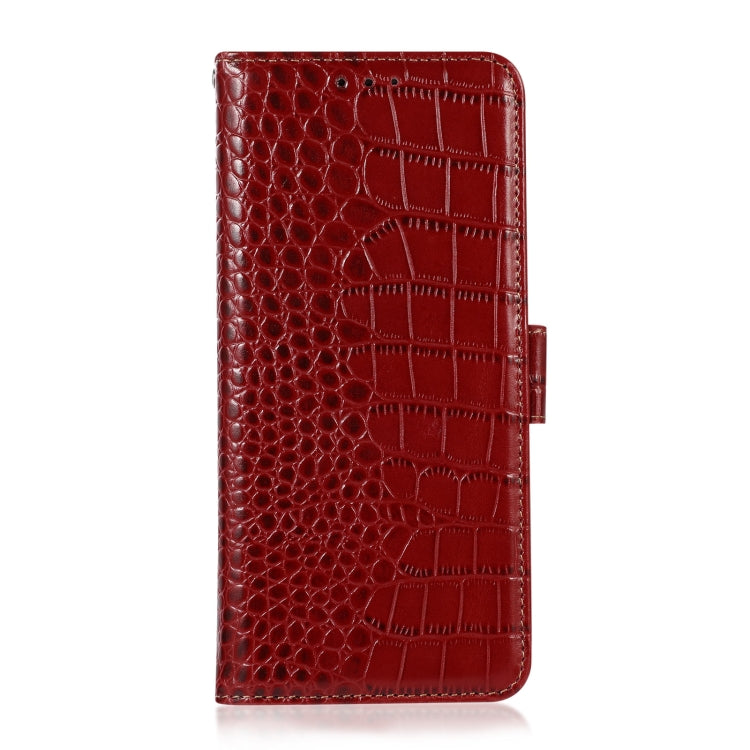 For Google Pixel 7a Crocodile Top Layer Cowhide Leather Phone Case(Red) - Google Cases by buy2fix | Online Shopping UK | buy2fix