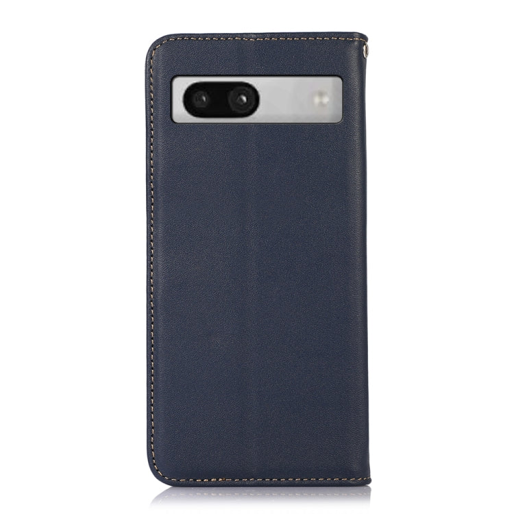 For Google Pixel 7a KHAZNEH Nappa Top Layer Cowhide Leather Phone Case(Blue) - Google Cases by buy2fix | Online Shopping UK | buy2fix