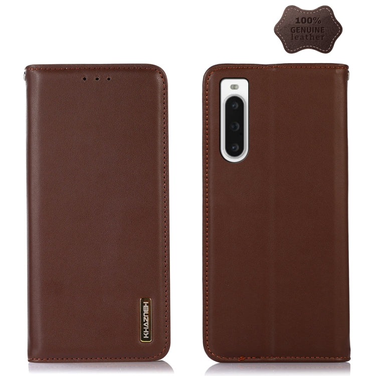 For Sony Xperia 10 V KHAZNEH Nappa Top Layer Cowhide Leather Phone Case(Brown) - Sony Cases by buy2fix | Online Shopping UK | buy2fix