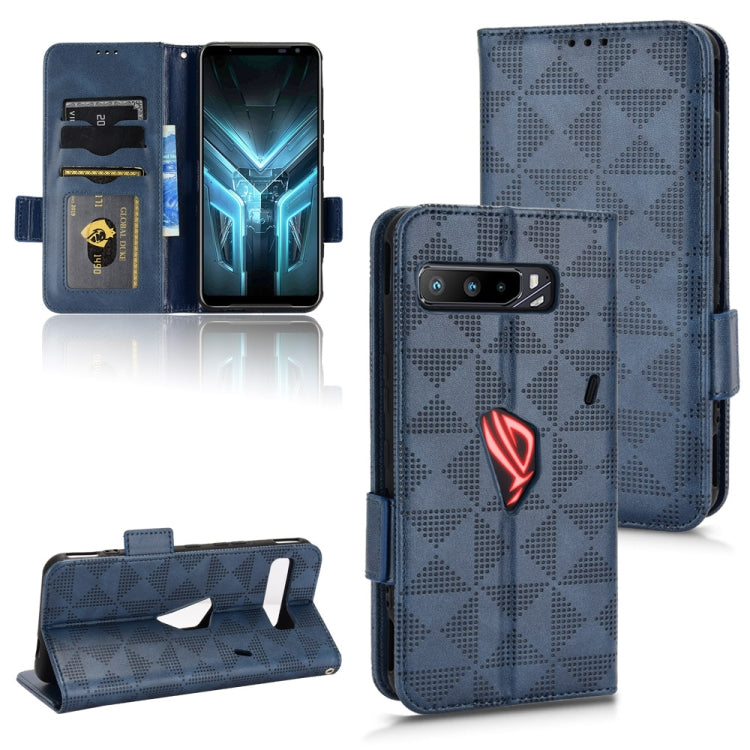 For Asus ROG Phone 3 Strix / 3 ZS661KL Symmetrical Triangle Leather Phone Case(Blue) - ASUS Cases by buy2fix | Online Shopping UK | buy2fix