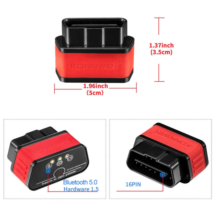 KONNWEI KW903 Bluetooth 5.0 OBD2 Car Fault Diagnostic Scan Tools Support IOS / Android(Black) - In Car by KONNWEI | Online Shopping UK | buy2fix