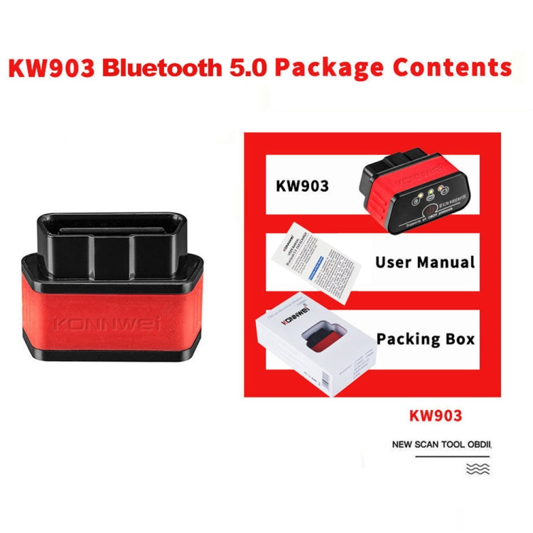 KONNWEI KW903 Bluetooth 5.0 OBD2 Car Fault Diagnostic Scan Tools Support IOS / Android(Black) - In Car by KONNWEI | Online Shopping UK | buy2fix