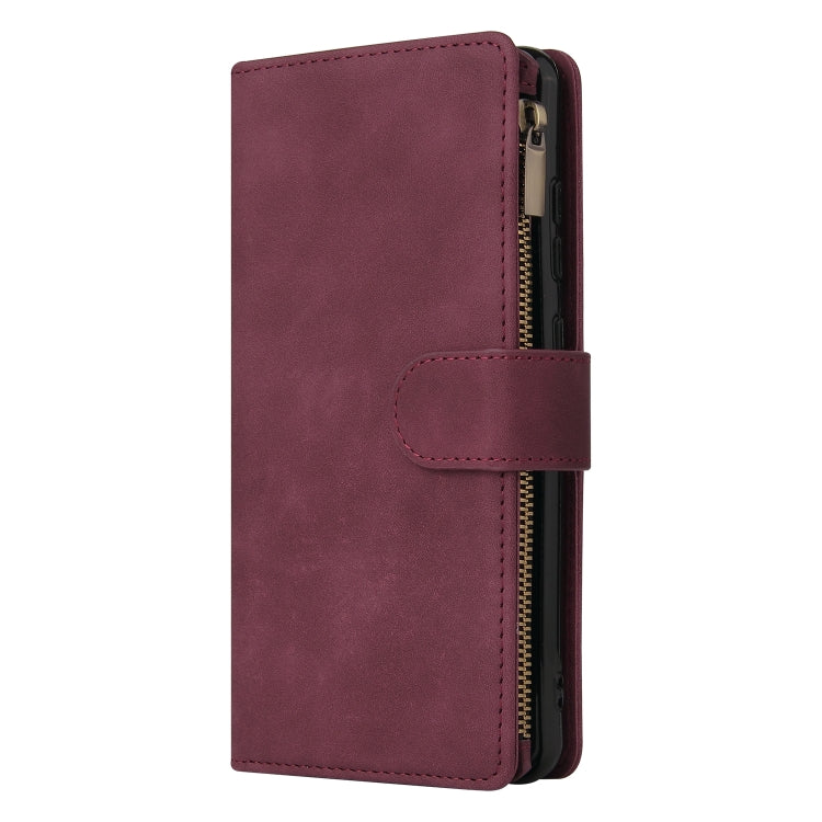 For Xiaomi Redmi Note 12 5G Global India / Poco X5 Multifunctional Multi-Card Wallet Phone Leather Case(Wine Red) - Note 12 Cases by buy2fix | Online Shopping UK | buy2fix