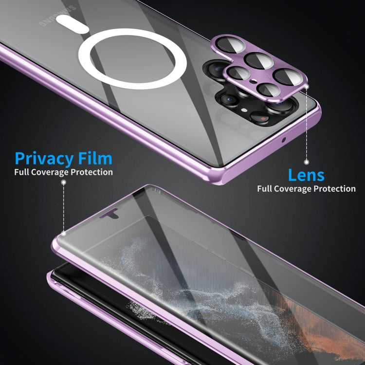 For Samsung Galaxy S23+ 5G HD Full Cover Magsafe Magnetic Metal Tempered Glass Phone Case(Purple) - Galaxy S23+ 5G Cases by buy2fix | Online Shopping UK | buy2fix