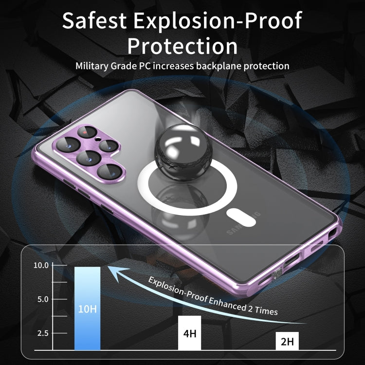 For Samsung Galaxy S22 5G HD Full Cover Magsafe Magnetic Metal Tempered Glass Phone Case(Purple) - Galaxy S22 5G Cases by buy2fix | Online Shopping UK | buy2fix