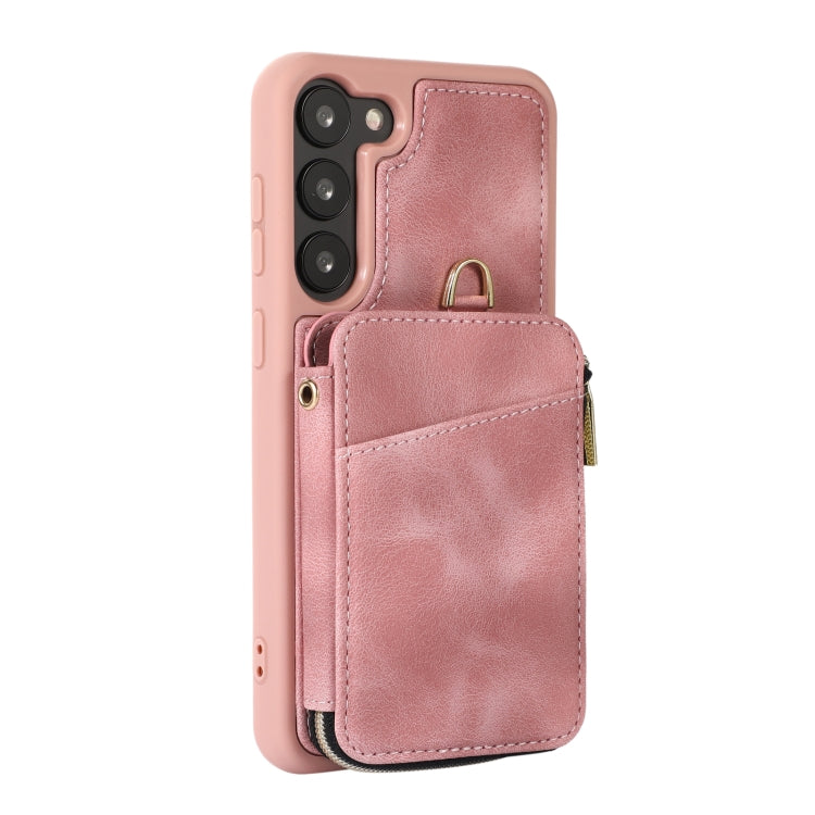 For Samsung Galaxy S23+ 5G Zipper Card Bag Back Cover Phone Case(Pink) - Galaxy S23+ 5G Cases by buy2fix | Online Shopping UK | buy2fix