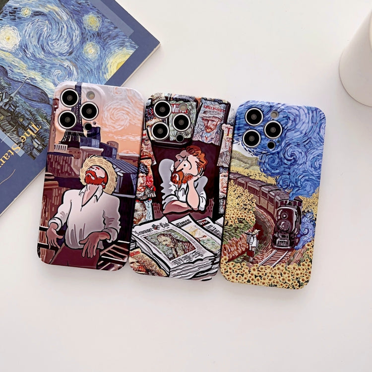 For iPhone 14 Precise Hole Oil Painting Glossy PC Phone Case(Tower) - iPhone 14 Cases by buy2fix | Online Shopping UK | buy2fix