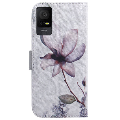 For TCL 408 Coloured Drawing Flip Leather Phone Case(Magnolia) - More Brand by buy2fix | Online Shopping UK | buy2fix