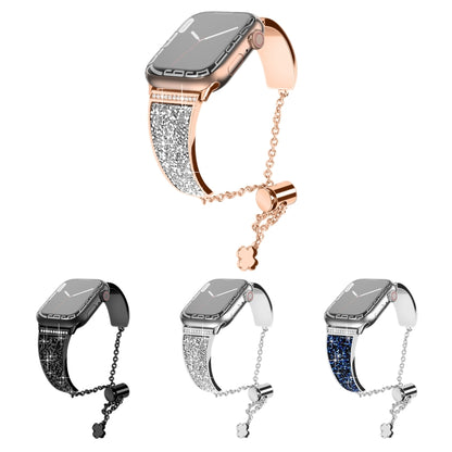 Zinc Alloy Diamond Chain Clause Watch Band For Apple Watch Series 8&7 41mm / SE 2&6&SE&5&4 40mm / 3&2&1 38mm (Rose Gold) - Watch Bands by buy2fix | Online Shopping UK | buy2fix