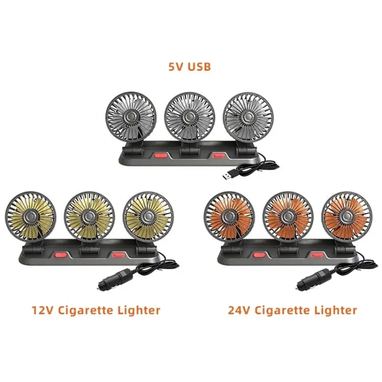 F4310 360-Degree Rotating Adjustable Car Three-Head Fan, Style:12V Cigarette Lighter - In Car by buy2fix | Online Shopping UK | buy2fix