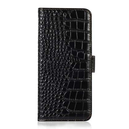 For Motorola Moto G Power 2023 Crocodile Top Layer Cowhide Leather Phone Case(Black) - Motorola Cases by buy2fix | Online Shopping UK | buy2fix