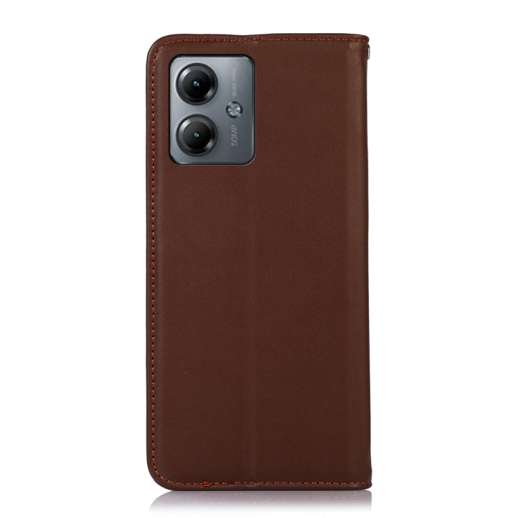 For Motorola Moto G14 4G KHAZNEH Nappa Top Layer Cowhide Leather Phone Case(Brown) - Motorola Cases by buy2fix | Online Shopping UK | buy2fix