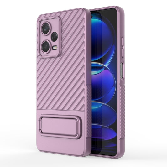 For Xiaomi Redmi Note 12 Pro 5G Global Wavy Texture TPU Phone Case with Lens Film(Purple) - Note 12 Pro Cases by buy2fix | Online Shopping UK | buy2fix
