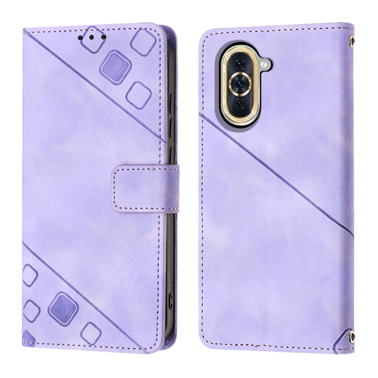 For Huawei nova 10 Skin-feel Embossed Leather Phone Case(Light Purple) - Huawei Cases by buy2fix | Online Shopping UK | buy2fix