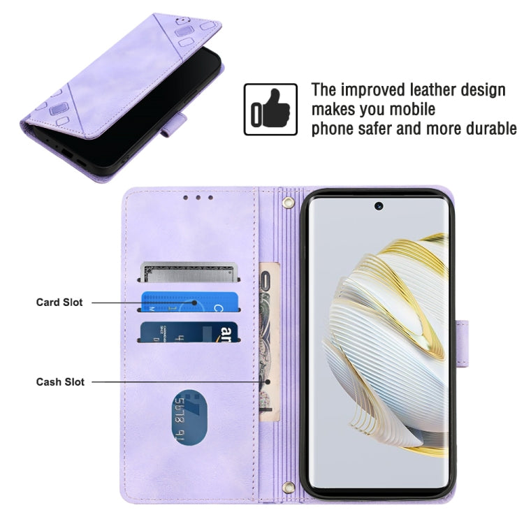 For Huawei nova 10 Skin-feel Embossed Leather Phone Case(Light Purple) - Huawei Cases by buy2fix | Online Shopping UK | buy2fix