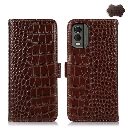 For Nokia C32 4G Crocodile Top Layer Cowhide Leather Phone Case(Brown) - Nokia Cases by buy2fix | Online Shopping UK | buy2fix