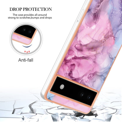 For Google Pixel 6A Electroplating Marble Dual-side IMD Phone Case(Pink 013) - Google Cases by buy2fix | Online Shopping UK | buy2fix