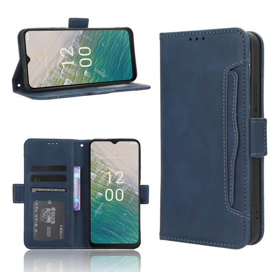 For Nokia C32 4G Skin Feel Calf Texture Card Slots Leather Phone Case(Blue) - Nokia Cases by buy2fix | Online Shopping UK | buy2fix