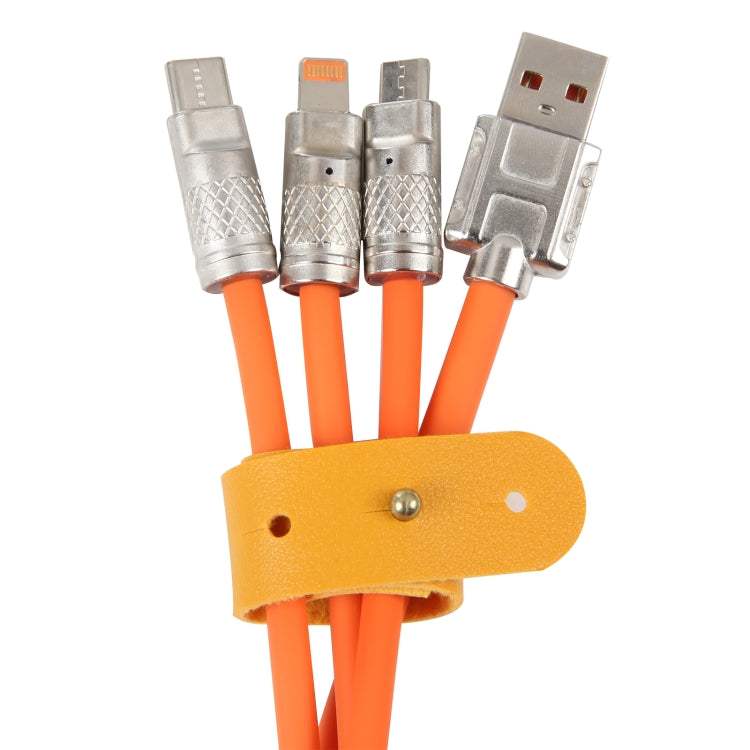 Mech Series 6A 120W 3 in 1 Metal Plug Silicone Fast Charging Data Cable, Length: 1.2m(Orange) -  by buy2fix | Online Shopping UK | buy2fix