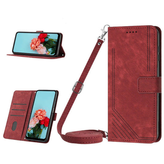 For OnePlus Nord CE 3/Nord CE 3 Lite/Nord N30 Skin Feel Stripe Pattern Leather Phone Case with Lanyard(Red) - OnePlus Cases by buy2fix | Online Shopping UK | buy2fix