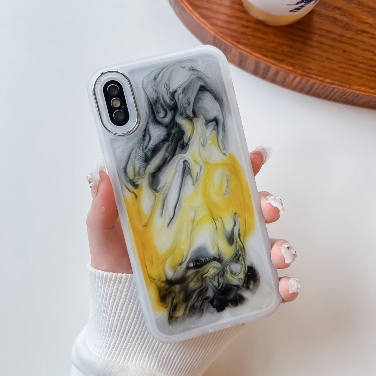 For iPhone X / XS Oil Painting Electroplating TPU Phone Case(White) - More iPhone Cases by buy2fix | Online Shopping UK | buy2fix