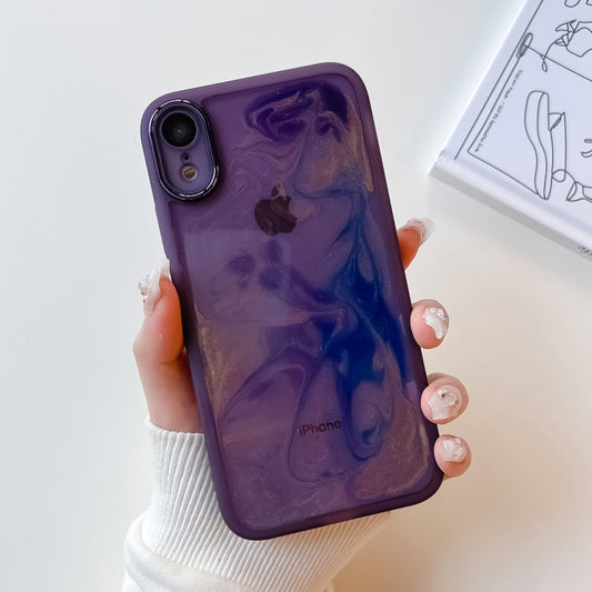 For iPhone XR Oil Painting Electroplating TPU Phone Case(Purple) - More iPhone Cases by buy2fix | Online Shopping UK | buy2fix