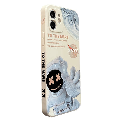 For iPhone 14 Martian Astronaut Pattern Shockproof Phone Case(White) - iPhone 14 Cases by buy2fix | Online Shopping UK | buy2fix