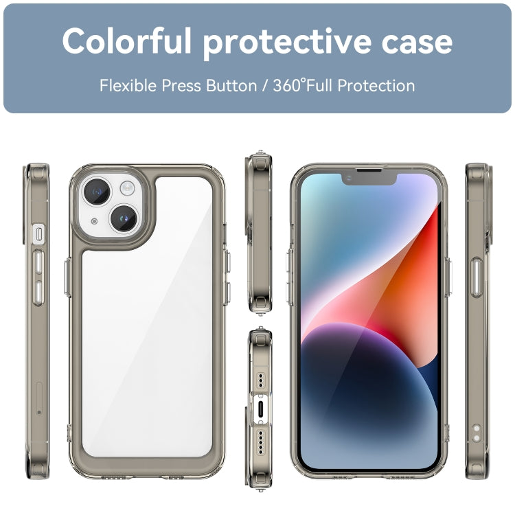 For iPhone 15 Colorful Series Acrylic + TPU Phone Case(Transparent Grey) - iPhone 15 Cases by buy2fix | Online Shopping UK | buy2fix