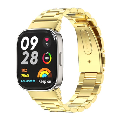 For Redmi Watch 3 Mijobs Three-Bead Metal Stainless Steel Watch Band(Gold) - Watch Bands by MIJOBS | Online Shopping UK | buy2fix