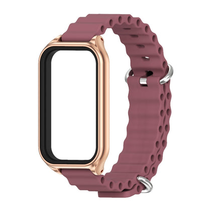 For Redmi Band 2 Mijobs Metal Shell Ocean Silicone Watch Band(Wine Red Rose Gold) - Watch Bands by MIJOBS | Online Shopping UK | buy2fix