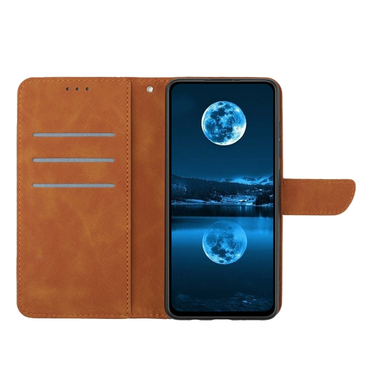 For Xiaomi 13 Stitching Embossed Leather Phone Case(Brown) - 13 Cases by buy2fix | Online Shopping UK | buy2fix