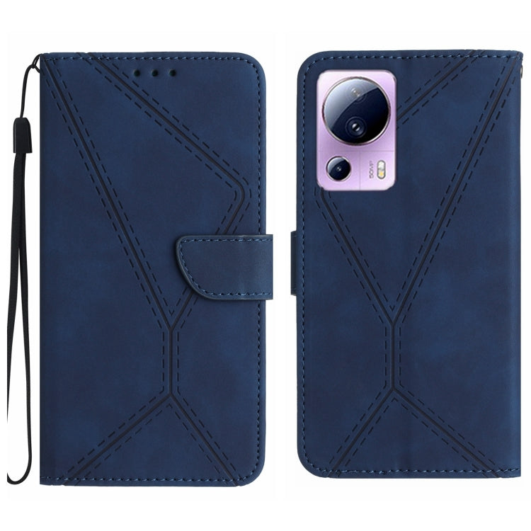 For Xiaomi 13 Lite Stitching Embossed Leather Phone Case(Blue) - 13 Lite Cases by buy2fix | Online Shopping UK | buy2fix