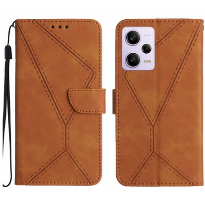 For Xiaomi POCO X5 Pro Stitching Embossed Leather Phone Case(Brown) - Xiaomi Cases by buy2fix | Online Shopping UK | buy2fix