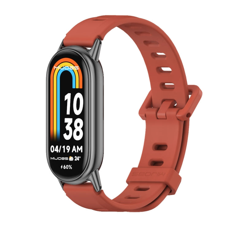 For Xiaomi Mi Band 8 / 9 / 9 NFC Mijobs Flat Hole Breathable Silicone Watch Band(Orange+Black) - Watch Bands by MIJOBS | Online Shopping UK | buy2fix