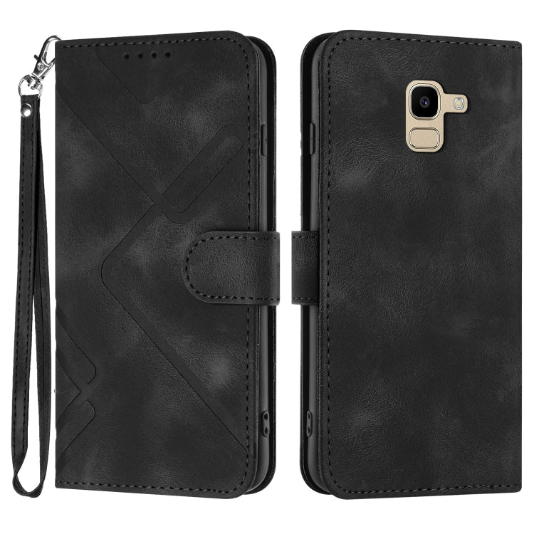 For Samsung Galaxy A8 2018 Line Pattern Skin Feel Leather Phone Case(Black) - Galaxy Phone Cases by buy2fix | Online Shopping UK | buy2fix