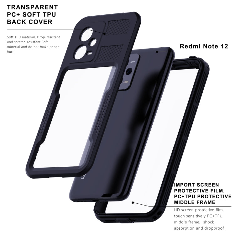 For Xiaomi Redmi Note 12 5G Global RedPepper IP68 Life Waterproof Phone Case(Black) - Xiaomi Cases by RedPepper | Online Shopping UK | buy2fix