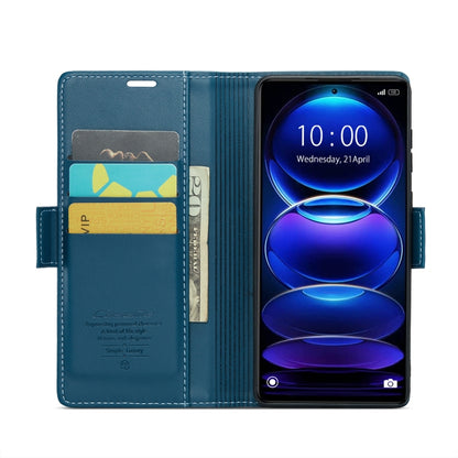 CaseMe 023 Butterfly Buckle Litchi Texture RFID Anti-theft Leather Phone Case For Xiaomi Poco X5 Pro 5G/Redmi Note 12 Pro 5G Global(Blue) - Xiaomi Cases by CaseMe | Online Shopping UK | buy2fix