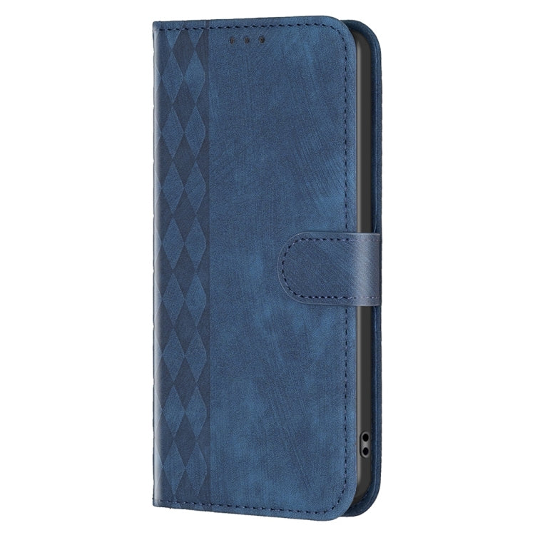 For Xiaomi Redmi Note 12 Pro+ Global Plaid Embossed Leather Phone Case(Blue) - Note 12 Pro+ Cases by buy2fix | Online Shopping UK | buy2fix