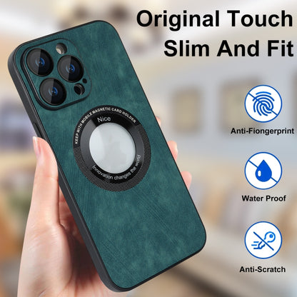 For iPhone 14 Pro Max Skin Feel Leather MagSafe Magnetic Phone Case(Green) - iPhone 14 Pro Max Cases by buy2fix | Online Shopping UK | buy2fix