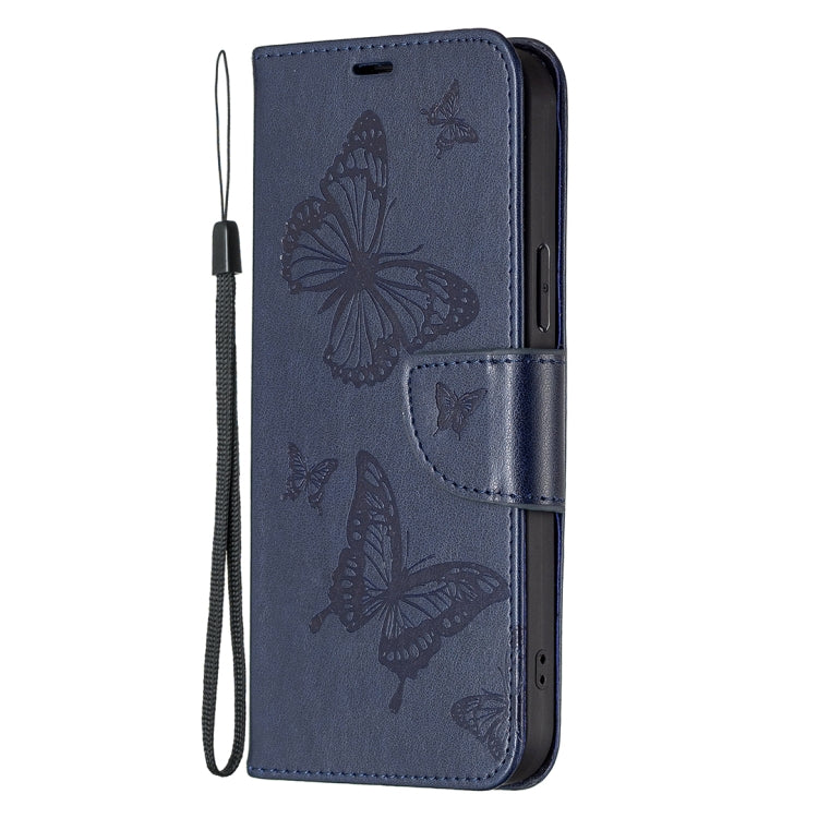 For Xiaomi Redmi Note 12S 4G / Note 11 Two Butterflies Embossing Leather Phone Case(Blue) - Xiaomi Cases by buy2fix | Online Shopping UK | buy2fix