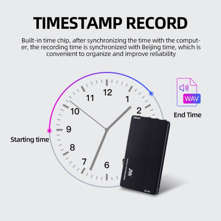 JNN M2 Ultra-thin HD Noise Reduction Intelligent Control Voice Voice Recorder, Capacity:16GB(Black) -  by JNN | Online Shopping UK | buy2fix