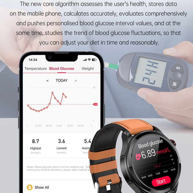 TK22 1.39 inch IP67 Waterproof Silicone Band Smart Watch Supports ECG / Non-invasive Blood Sugar(Black) - Smart Watches by buy2fix | Online Shopping UK | buy2fix