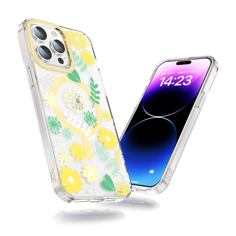 For iPhone 14 Pro MagSafe Magnetic TPU Phone Case(Yellow Chrysanthemum) - iPhone 14 Pro Cases by buy2fix | Online Shopping UK | buy2fix
