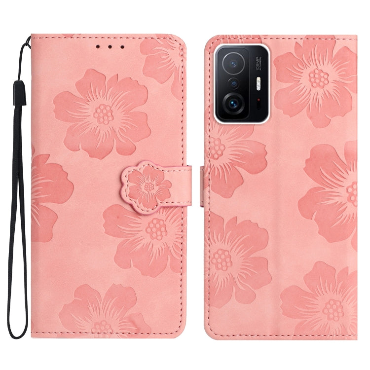 For Xiaomi 11T / 11T Pro Flower Embossing Pattern Leather Phone Case(Pink) - Xiaomi Cases by buy2fix | Online Shopping UK | buy2fix