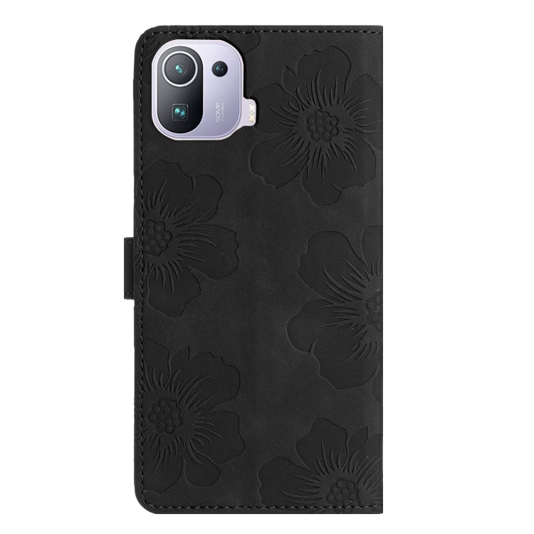 For Xiaomi Mi 11 Pro Flower Embossing Pattern Leather Phone Case(Black) - Xiaomi Cases by buy2fix | Online Shopping UK | buy2fix