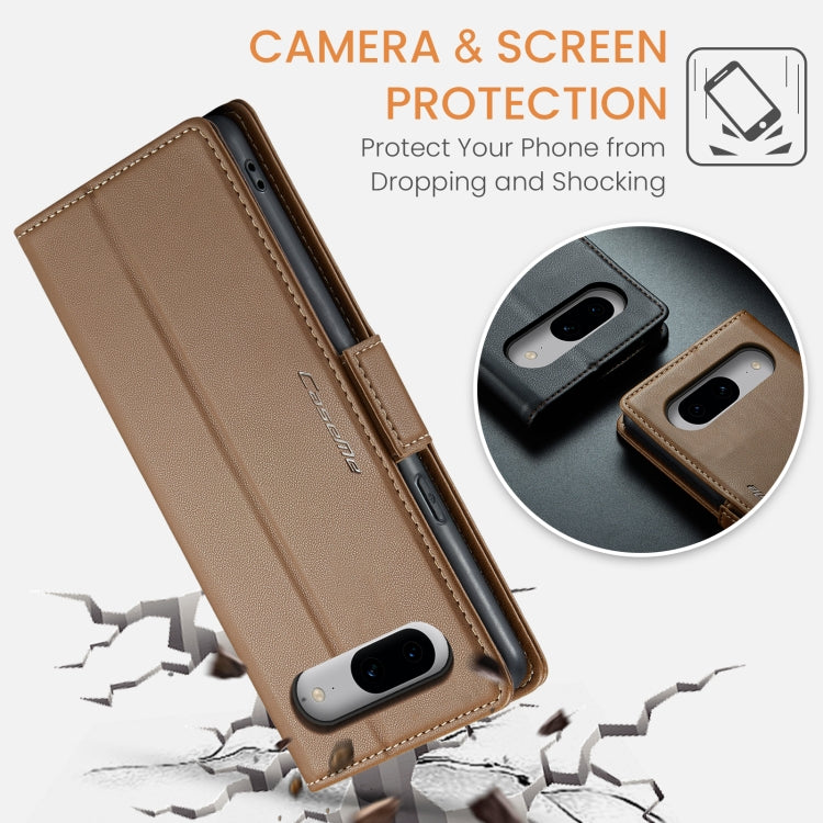For Google Pixel 8 CaseMe 023 Butterfly Buckle Litchi Texture RFID Anti-theft Leather Phone Case(Brown) - Google Cases by CaseMe | Online Shopping UK | buy2fix