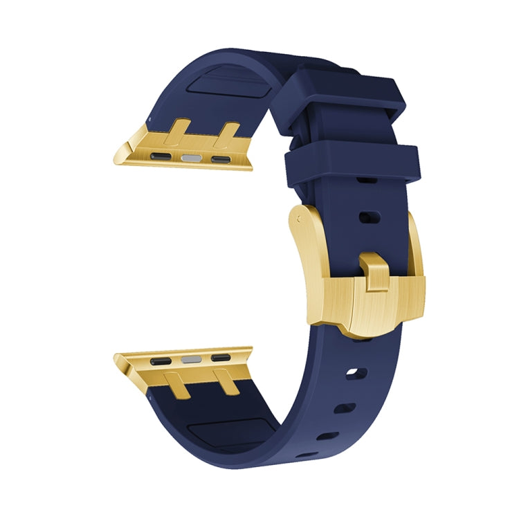 AP Silicone Watch Band For Apple Watch 8 41mm(Gold Blue) - Watch Bands by buy2fix | Online Shopping UK | buy2fix