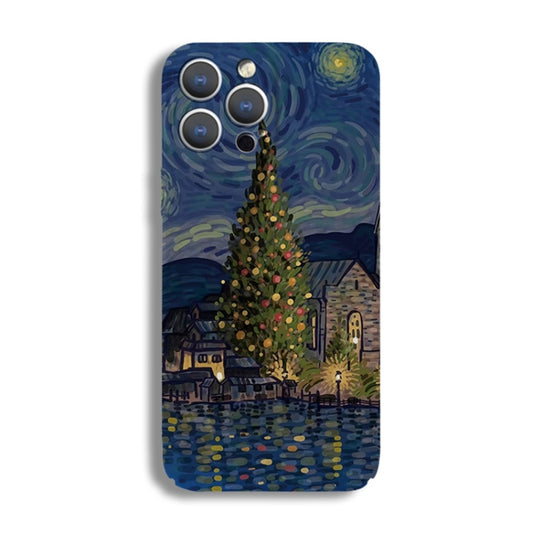 For iPhone 14 Plus Precise Hole Oil Painting Pattern PC Phone Case(Castle) - iPhone 14 Plus Cases by buy2fix | Online Shopping UK | buy2fix