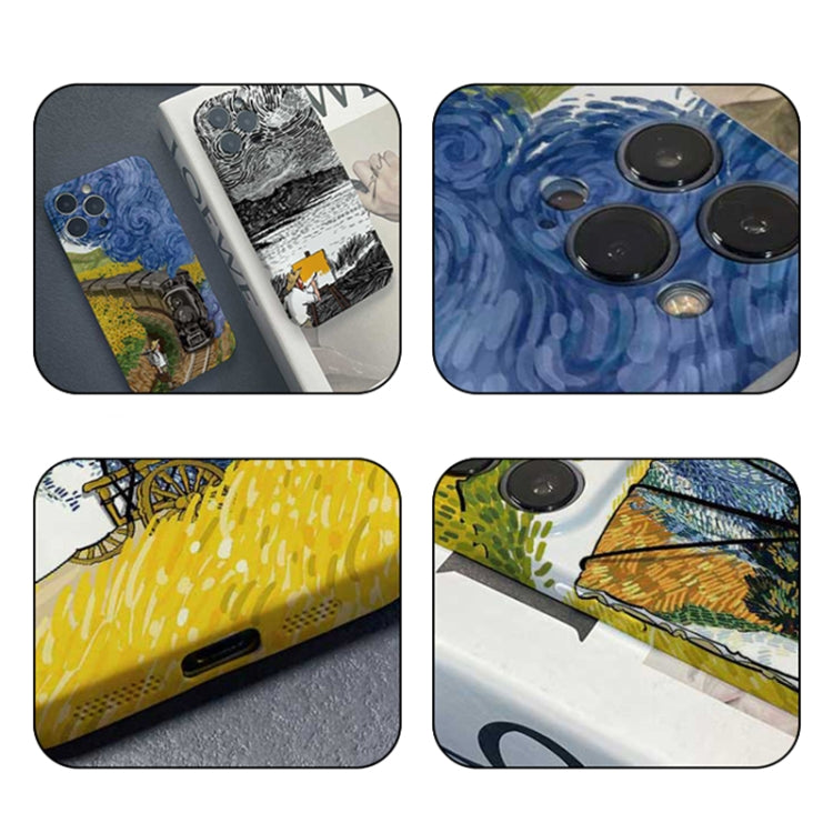 For iPhone 14 Pro Precise Hole Oil Painting Pattern PC Phone Case(Train) - iPhone 14 Pro Cases by buy2fix | Online Shopping UK | buy2fix