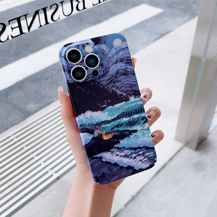 For iPhone 11 Precise Hole Oil Painting Pattern PC Phone Case(Sea Wave) - iPhone 11 Cases by buy2fix | Online Shopping UK | buy2fix